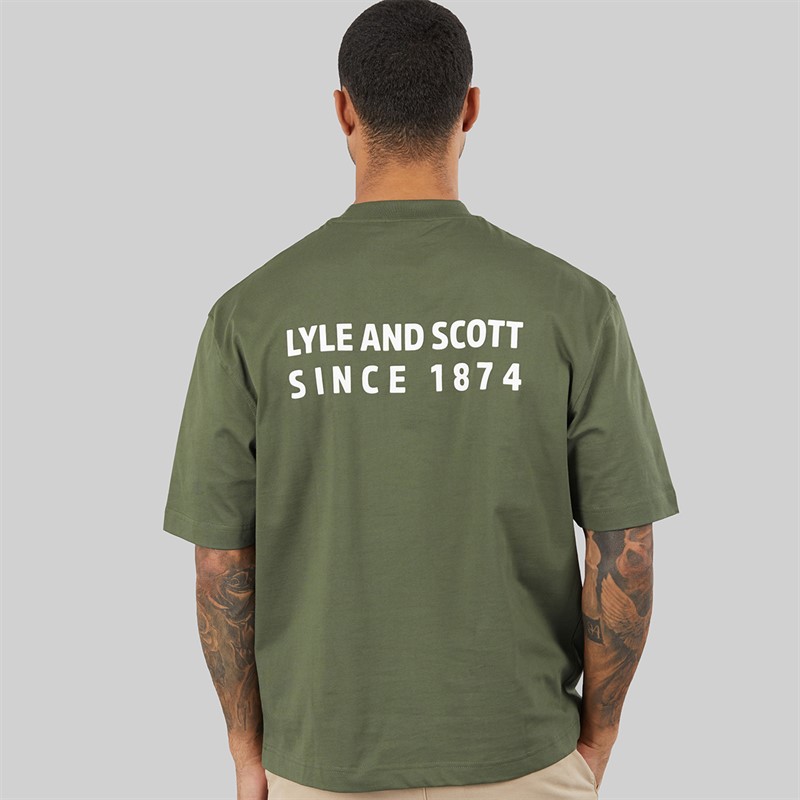 Lyle And Scott Vintage Mens Oversized 1874 T-Shirt Cactus Green