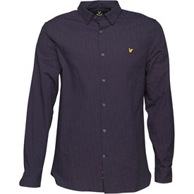 Lyle And Scott Vintage Męskie Rain Jacquard Koszula z Długim Rękawem Granatowy