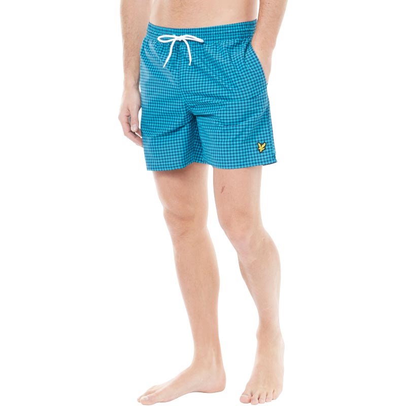 Buy Lyle And Scott Vintage Mens Gingham Swim Shorts Aqua Green