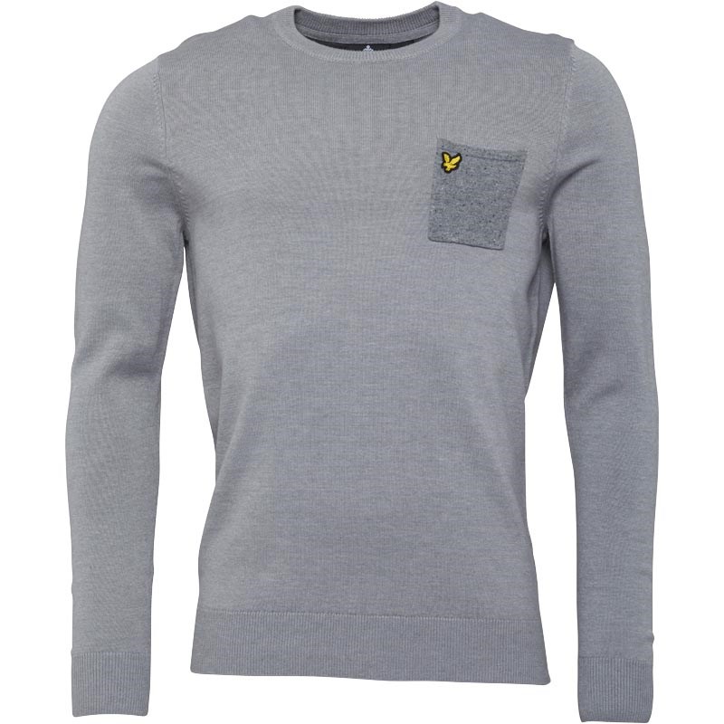 Buy Lyle And Scott Vintage Mens Fleck Pocket Jumper Mid Grey Marl