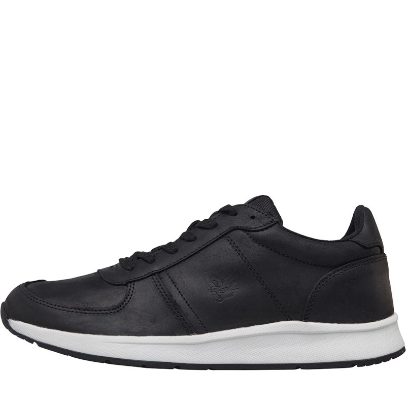 lyle and scott black leather trainers