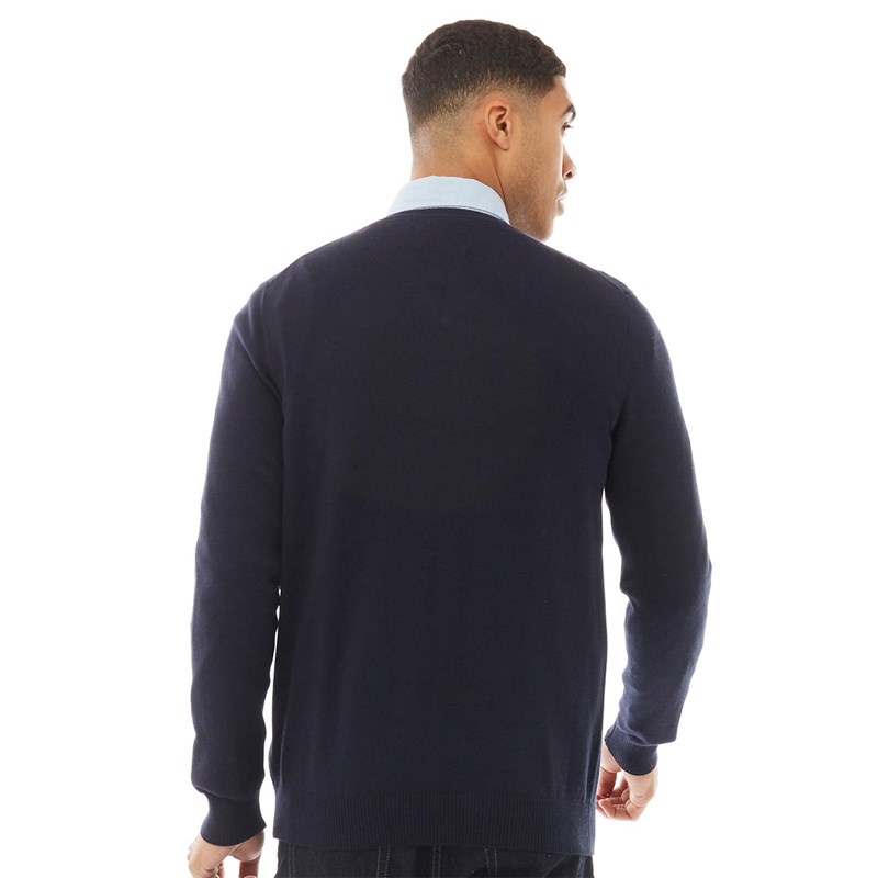 Lyle And Scott Vintage Męskie Bawełna Merino Sweter V-Neck Granatowy