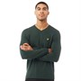 Lyle And Scott Vintage Mens Cotton Merino V-Neck Jumper Jade Green Marl