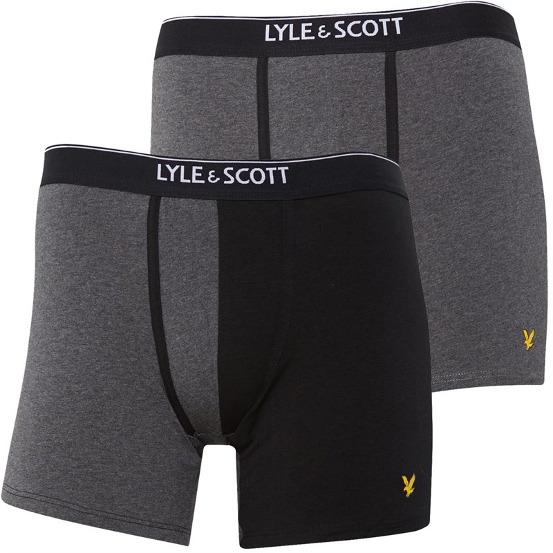 Buy Lyle And Scott Vintage Mens Mack Two Pack Boxers Dark Grey Marl