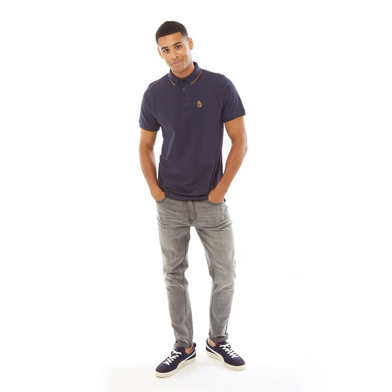 LUKE 1977 Mens Ricky Pique Polo Navy