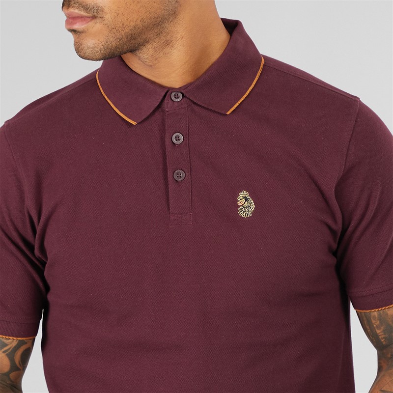 LUKE 1977 Mens Ricky Pique Polo Shirt Shiraz