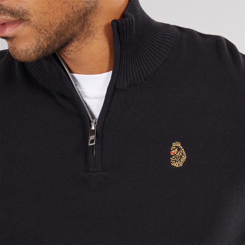 LUKE 1977 Mens Pretender 1/4 Zip Knitted Jumper Black