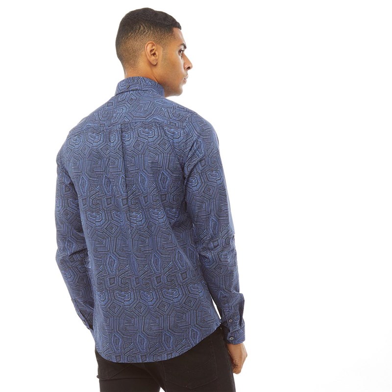 Chemise à Carreaux Bleue Luke 1977 'Jan The Man' - Coupe Slim, Manches Longues, Coton, Neuve Avec étiquette