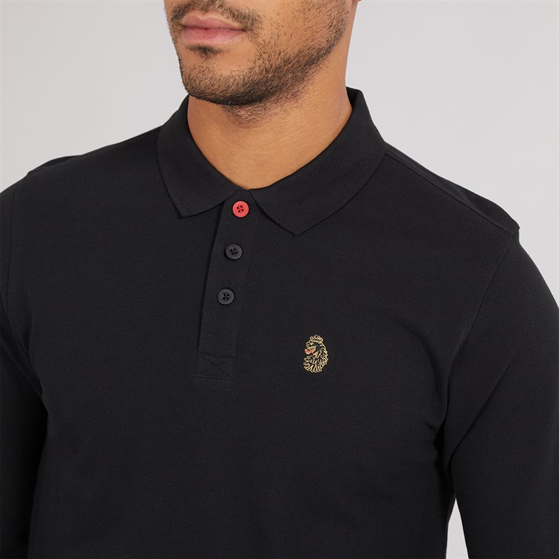 Luke 1977 Mens Williams Long Sleeve Polo Shirt Black B