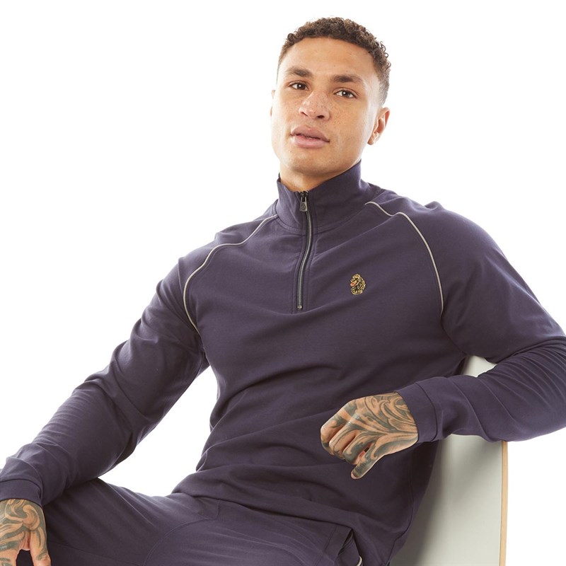 LUKE 1977 Mens Golden Eagle Funnel Neck Sweatshirt Navy