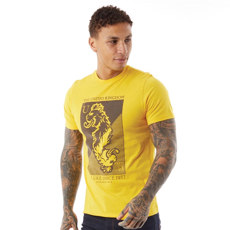 LUKE 1977 Mens Stamp On It T-Shirt Canary Yellow