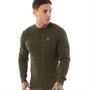LUKE 1977 Mens Morden Cable Knit Jumper Olive B