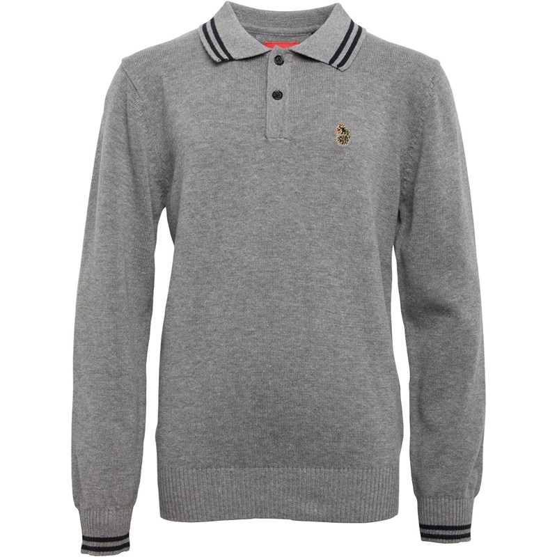 LUKE 1977 Junior Boys Milk Long Sleeve Polo Grey