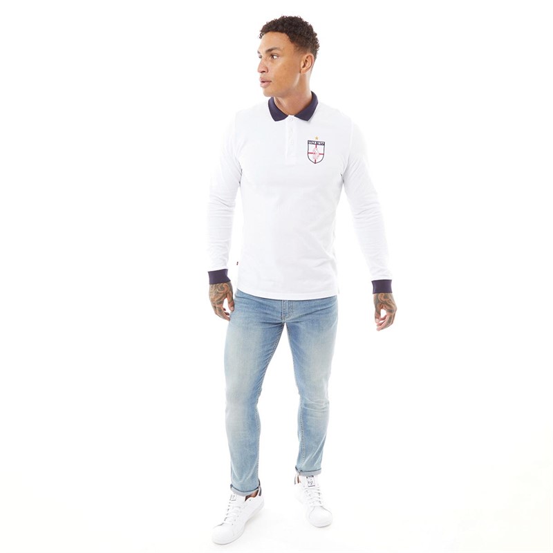 LUKE 1977 Mens Bobbys Dream Long Sleeve Polo White