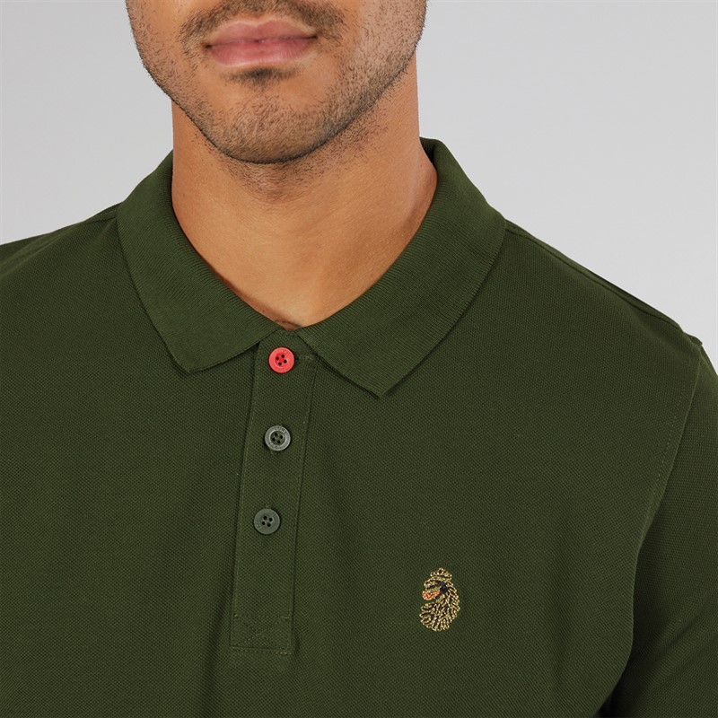 LUKE 1977 Mens Williams Long Sleeve Polo Shirt Rifle Green