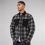 LUKE 1977 Mens Elan Valley Checked Overshirt Mid Marl Grey/Black