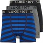 LUKE 1977 Mens Niter Three Pack Boxers Grey/Black/Stripe