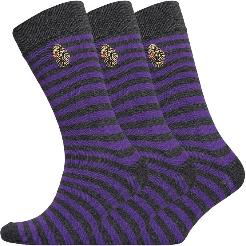 LUKE 1977 Mens James Three Pack Dress Socks Charcoal Marl