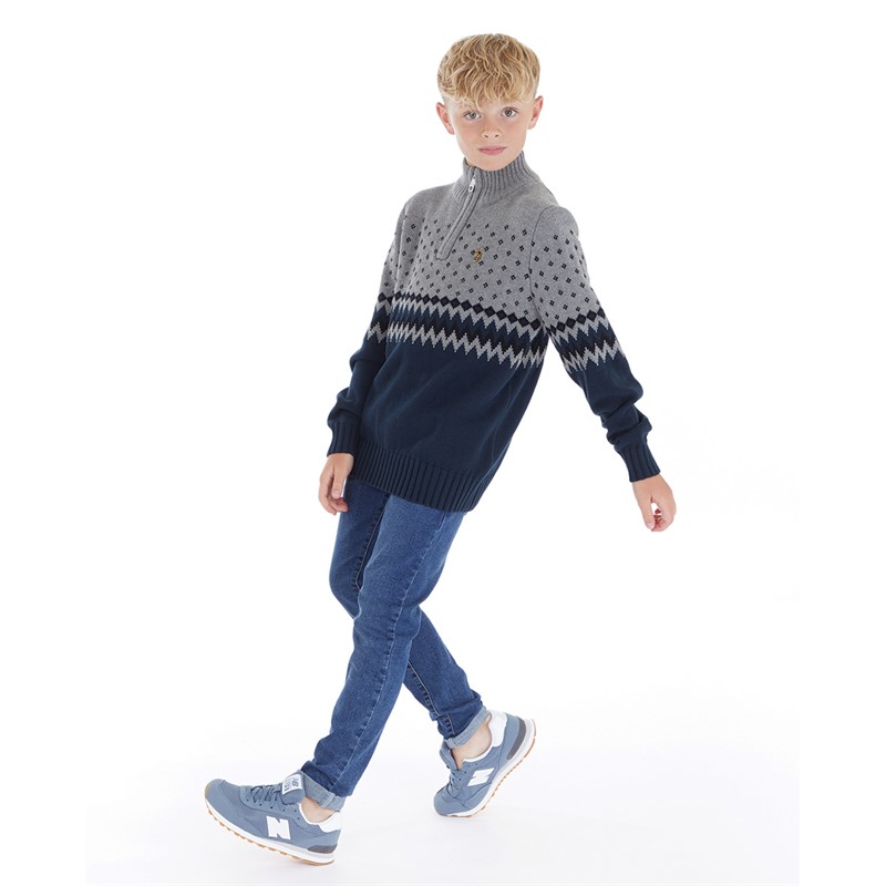 LUKE 1977 Boys Tignes Knit Jumper Blueberry/Mmg/Black