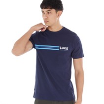 LUKE 1977 Mens Block Stripe T-Shirt Navy