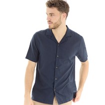 LUKE 1977 Mens Havanah 55 Linen Mix Shirt Navy