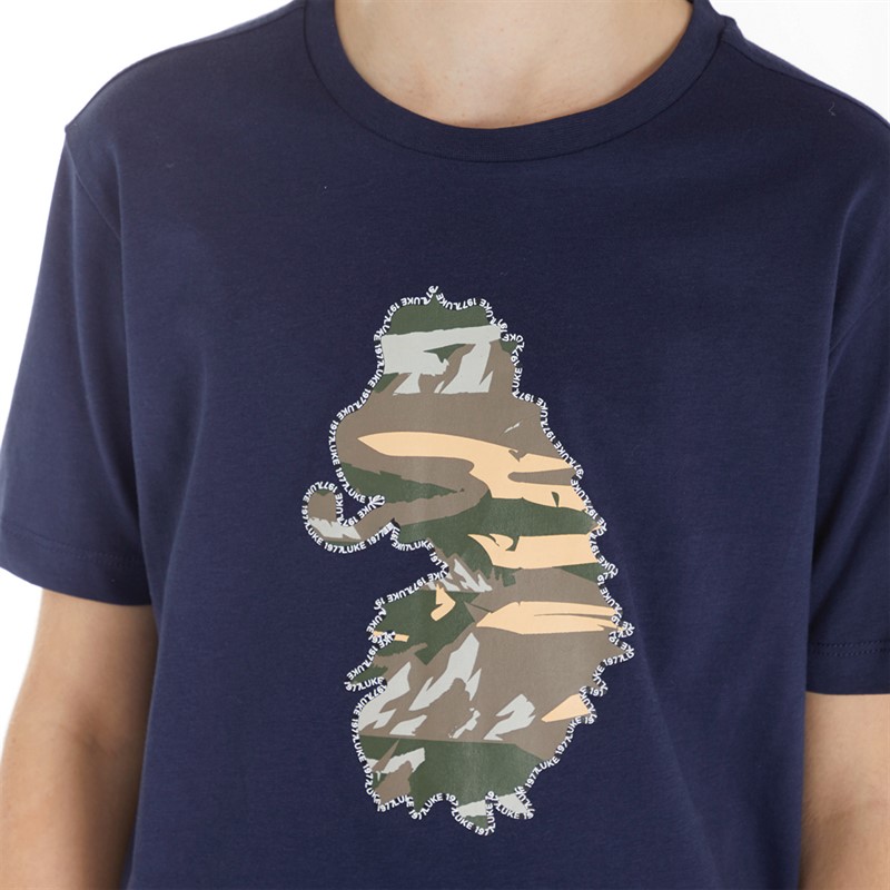 LUKE 1977 Boys Woodland Lion T-Shirt Navy