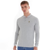 LUKE 1977 Mens Williams Long Sleeve Polo Light Marl Grey