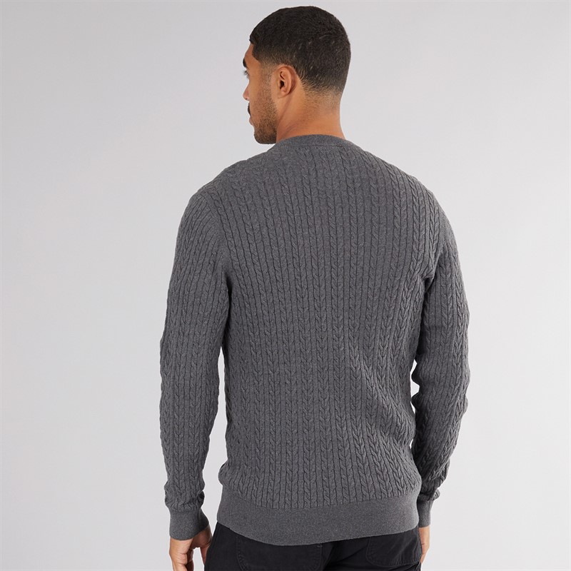 LUKE 1977 Mens Horton 1000 Cable Knit Jumper Charcoal
