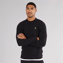 LUKE 1977 Mens Horton 1000 Cable Knit Jumper Black