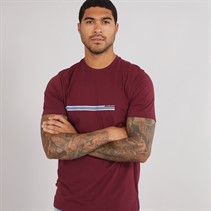 LUKE 1977 Mens Block Stripe T-Shirt Claret/Blue