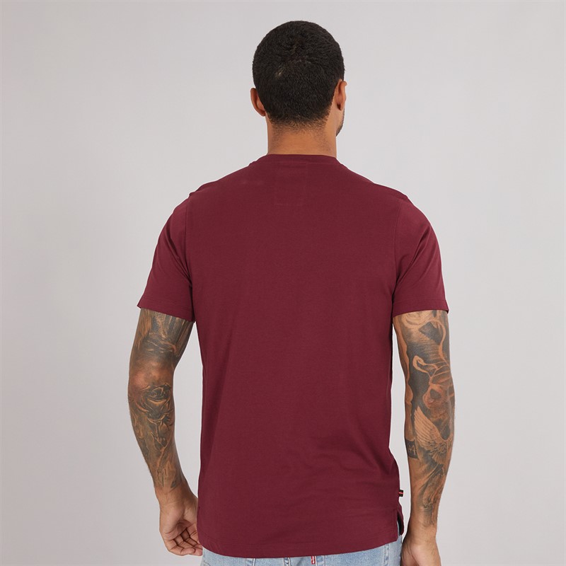LUKE 1977 Mens Block Stripe T-Shirt Claret/Blue