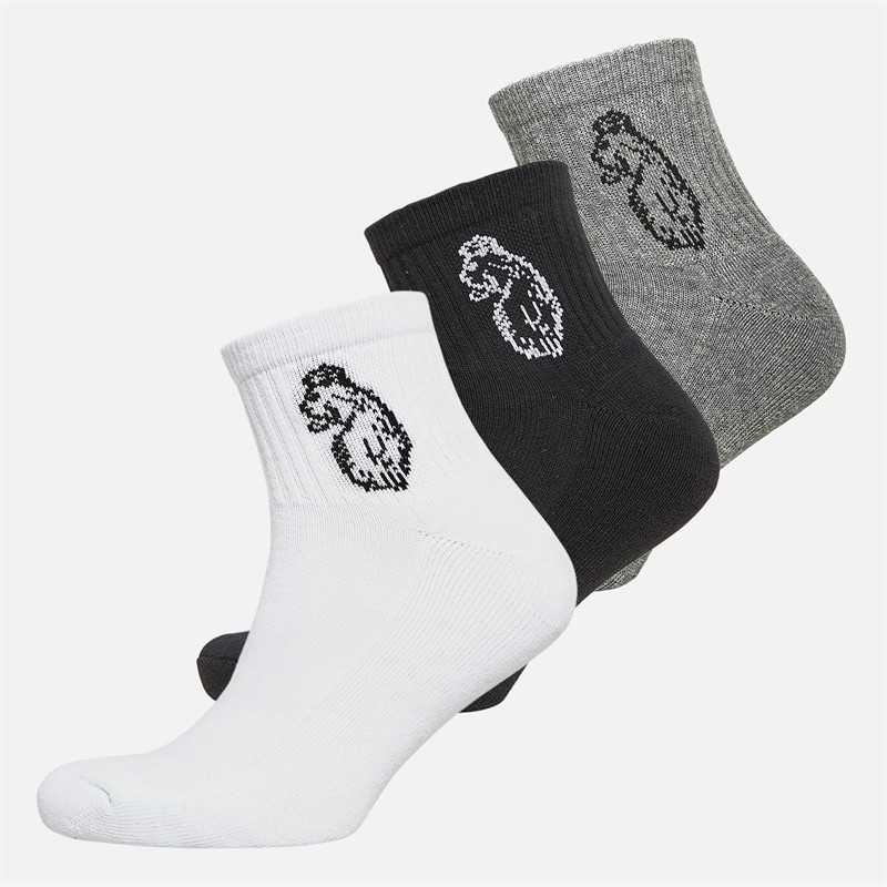 LUKE 1977 Mens Glory Three Pack Ankle Socks Black/Grey/White - Size OS