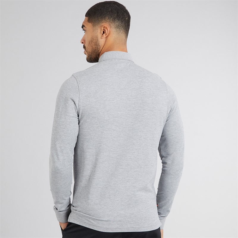 LUKE 1977 Mens Williams Long Sleeve Polo Shirt Mid Grey