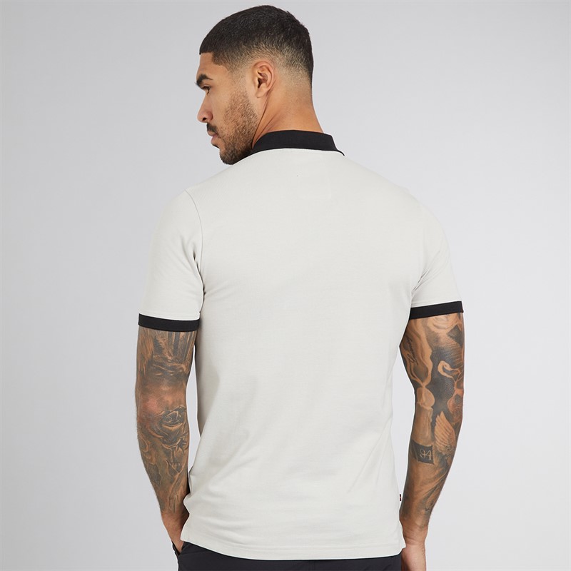 LUKE 1977 Mens Williams Contrast Polo Shirt Ice Grey