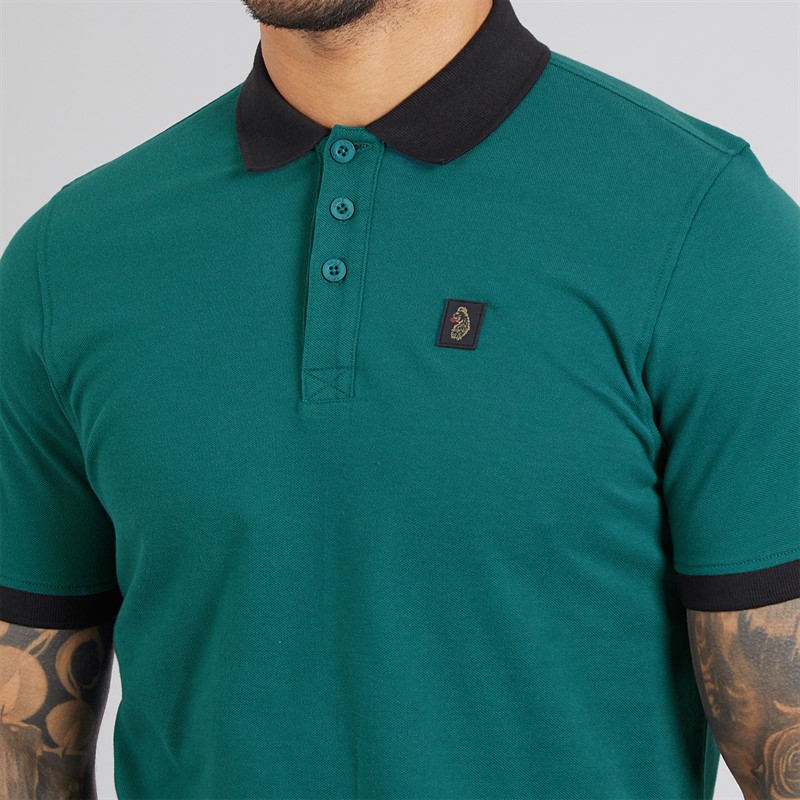 LUKE 1977 Mens Williams Contrast Polo Shirt Atlantic