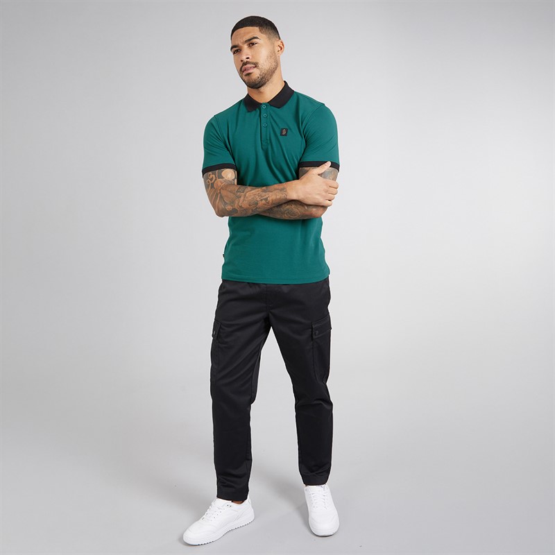 LUKE 1977 Mens Williams Contrast Polo Shirt Atlantic