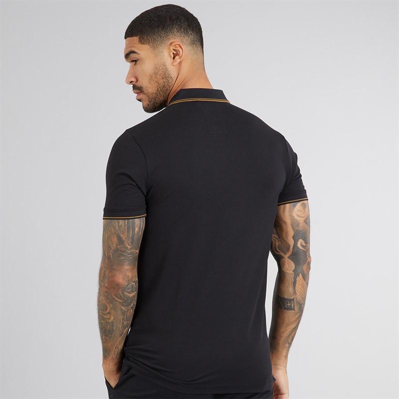 LUKE 1977 Mens Texas Tip Polo Shirt Black