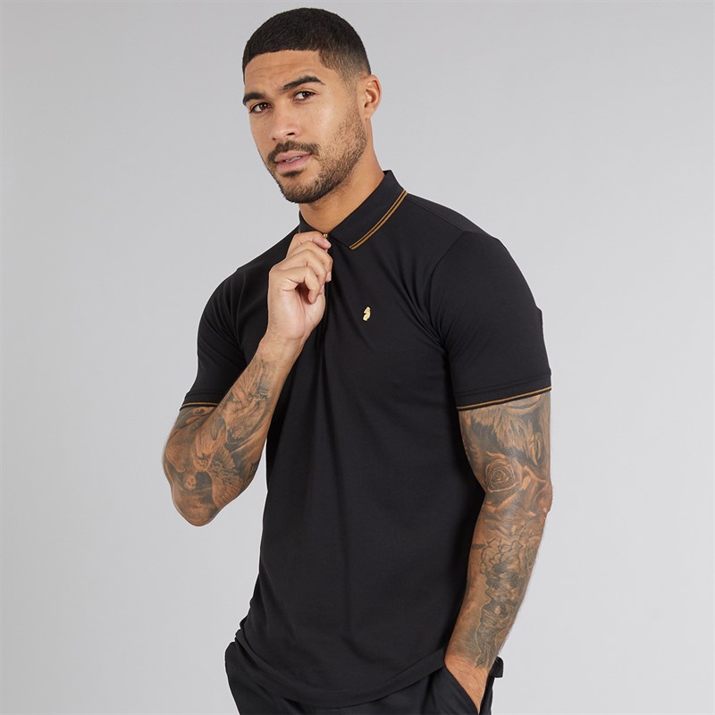 LUKE 1977 Mens Texas Tip Polo Shirt Black