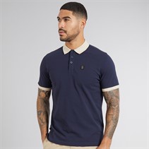LUKE 1977 Mens Williams Contrast Polo Shirt Dark Navy