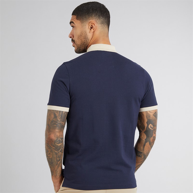 LUKE 1977 Mens Williams Contrast Polo Shirt Dark Navy