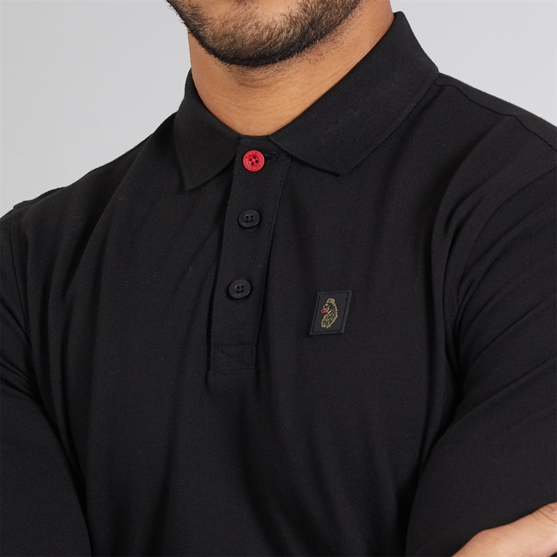 LUKE 1977 Mens Williams Long Sleeve Polo Shirt Black