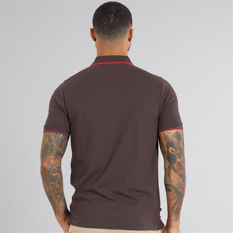 LUKE 1977 Mens Texas Tip Polo Shirt Chocolate