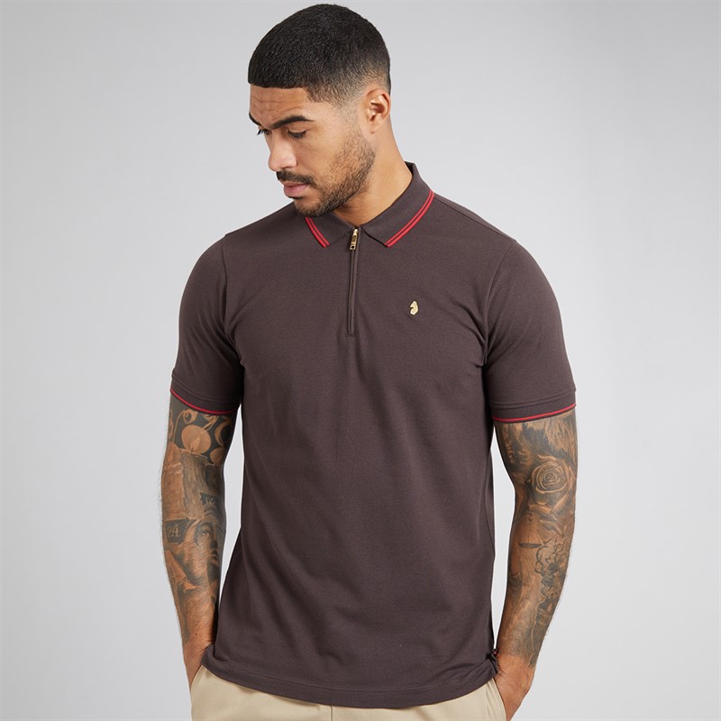 LUKE 1977 Mens Texas Tip Polo Shirt Chocolate