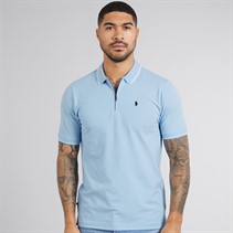 LUKE 1977 Mens Texas Tip Polo Shirt Sky Blue Skyblue