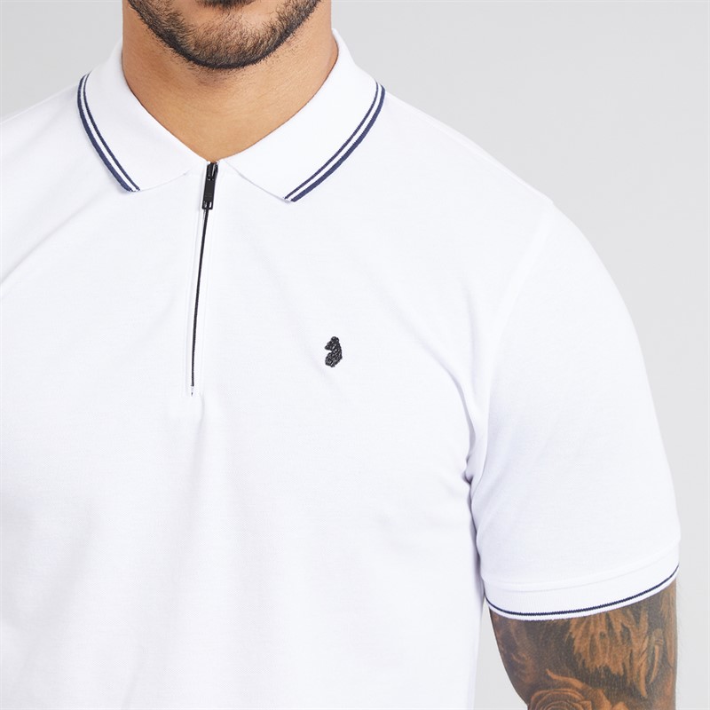 LUKE 1977 Mens Texas Tip Polo Shirt White