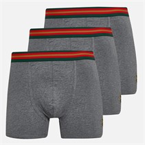 LUKE 1977 Mens Sport Rick Three Pack Long Boxer Trunks Mid Grey