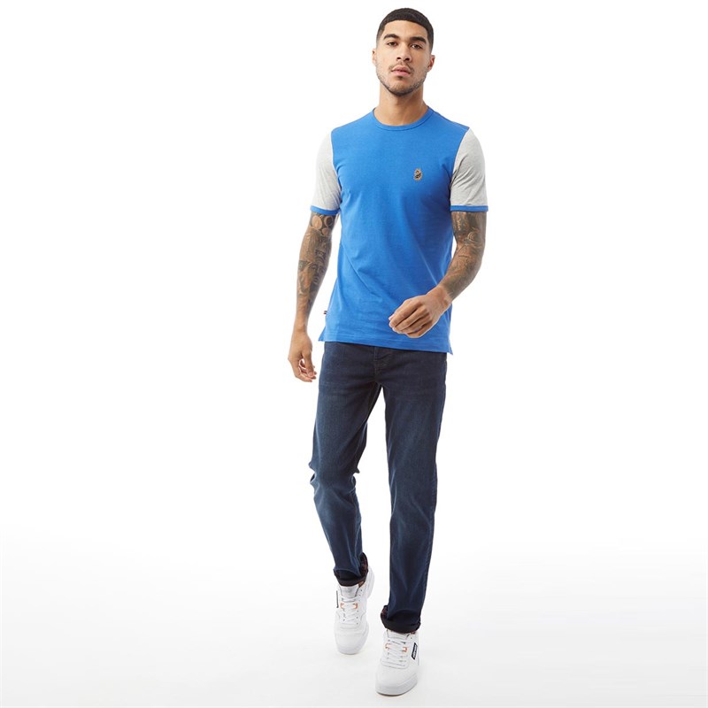 LUKE 1977 Mens Ringer Contrast T-Shirt NYPD/Light Grey