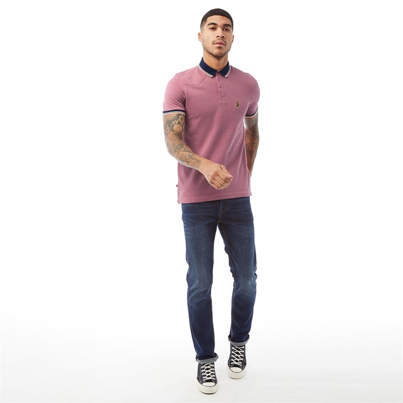 Buy LUKE 1977 Mens Tip Off Polo Cassis/Navy/Rock Melon