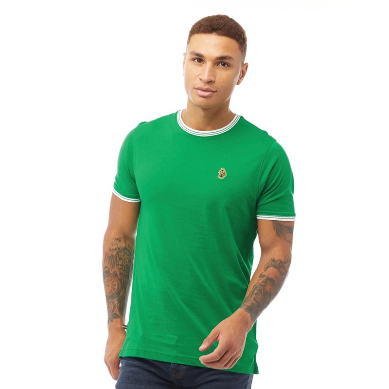 LUKE 1977 Mens Looper Tipped Crew T-Shirt Sport Green