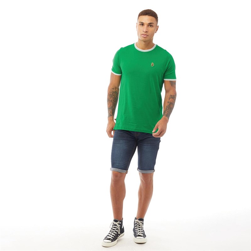 LUKE 1977 Mens Looper Tipped Crew T-Shirt Sport Green